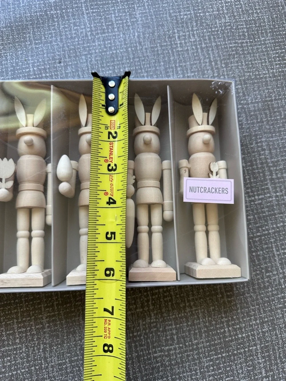 Wooden Bunny Nutcracker Set of 5 Natural Wood